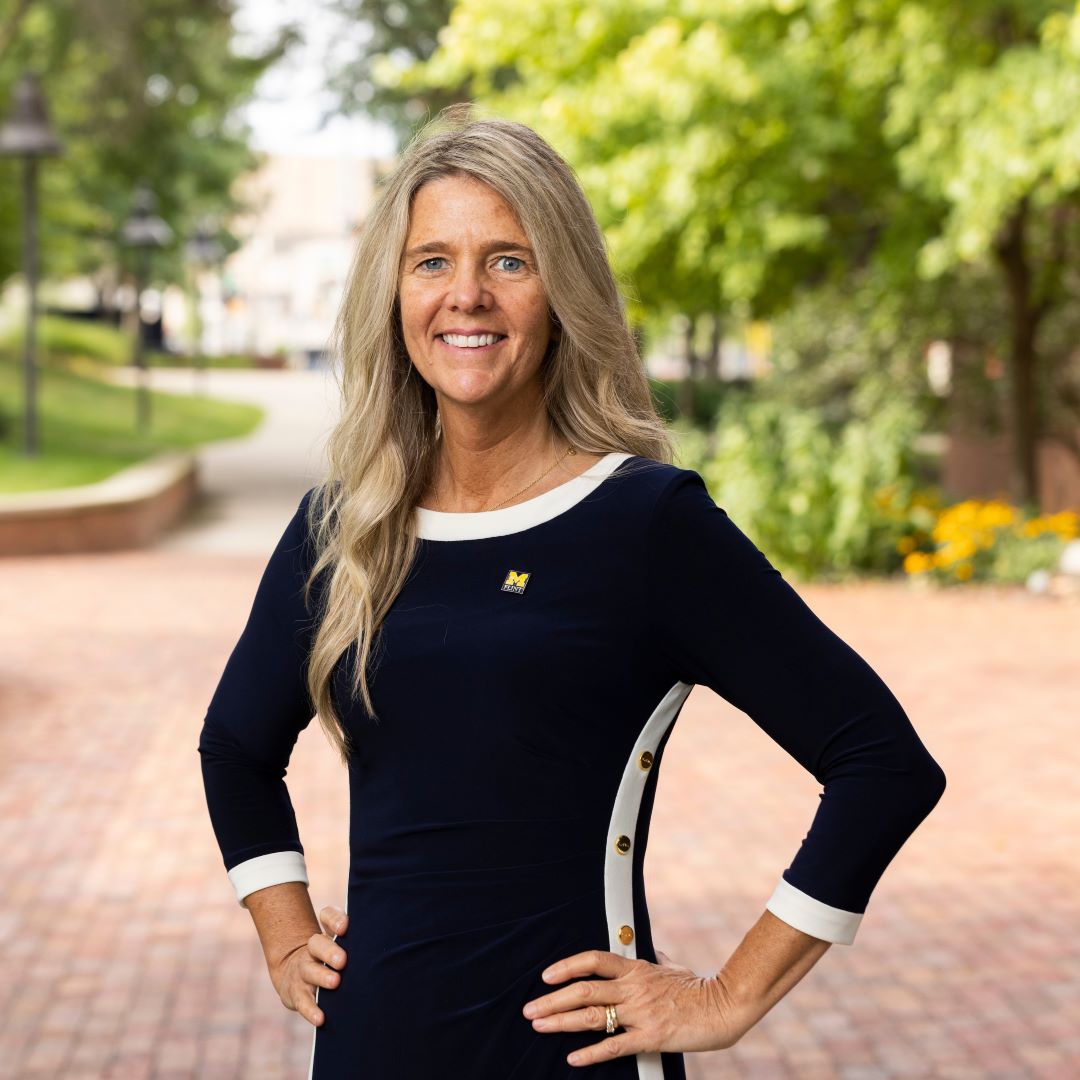 woman in a navy blue dress